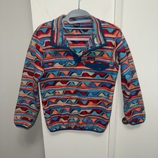 Patagonia Lightweight Synchilla Snap-T Pullover Fleece Blue Red Youth Size L