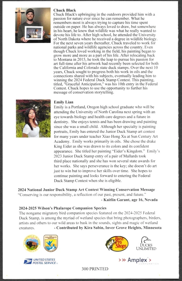 2024 US Federal Waterfowl Duck Stamp RW91 & JDS32 First Day of Issue Program - Image 4 of 4