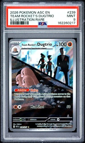 2026 POKEMON ASCENDED HEROES ILLUSTRATION RARE #239 TEAM ROCKET'S DUGTRIO PSA 9