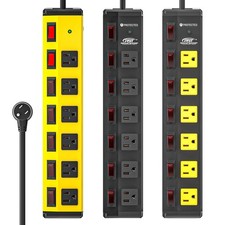 6-outlets Heavy Duty Individual Switches Power Strip,1200J Surge Protector