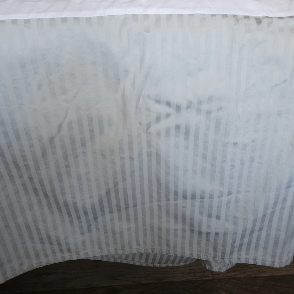 Дамасская юбка для кровати QUEEN Dust Ruffle Sage зеленая полоса Supima хлопок разделенная 14 дюймов капля - Изображение 2 из 4