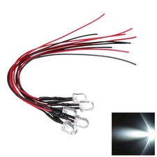 10x White 1-LED Light Bulb Wired Round Top General-Use 5V-12V Bright Single Lamp