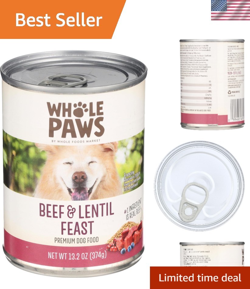 Wet Dog Food, Beef & Lentil Feast, 13.2 Ounce