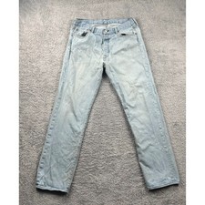 Levis 501 Jeans Light Wash Denim Button Fly Men Size 36x34 Distressed