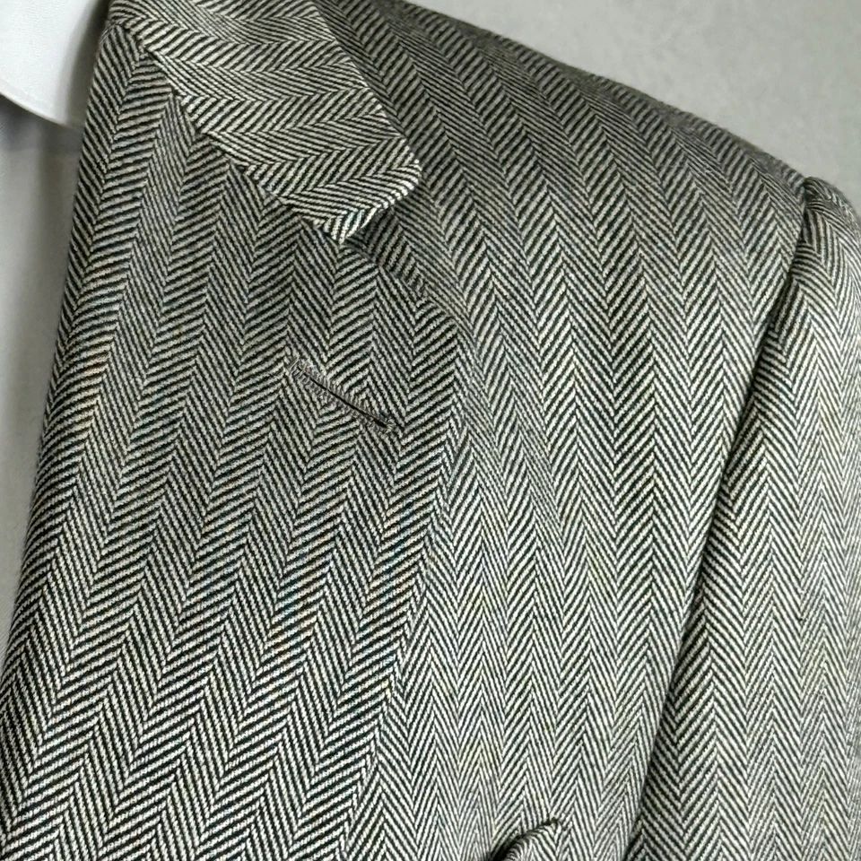 Neiman Marcus Hombre Cashmere Gris Espiga DB Traje Chaqueta Talla 46 Regular Usado en Excelente Condición Foto 4 de 4