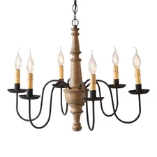 6-Arm Harrison Wood Chandelier in Americana Pearwood