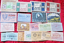 20 banknotów Notgeld Austria Wiedeń Linz St. Pölten Tulln Mondsee Gmunden Pongau