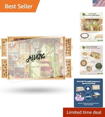 Eco-Friendly 1000-Piece Rotating Puzzle Board with Child-Safe Edges & Drawers