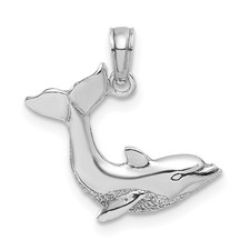 14K White Gold Jumping Dolphin Charm Pendant 1.04gm L-0.79 Inch, W-0.67 Inch