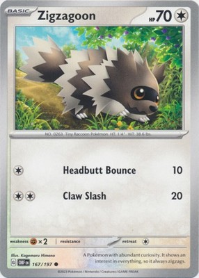 Zigzagoon - 167/197 - Common - Near Mint