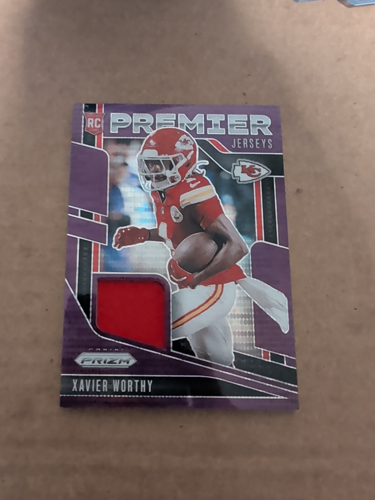 2024  Prizm Premier Jerseys Xavier Worthy #PJ-XWY Purple Pulsar Prizm RC Chiefs