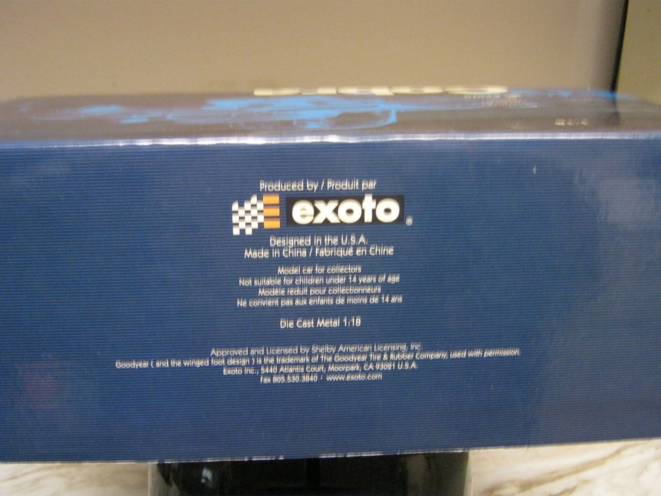 Boîte Vide Pour Miniature Exoto 1/18 – AC Cobra 289 Racing Legends – (Occasion)