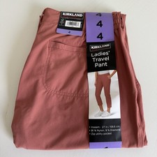 Kirkland Travel Pants Pink Size 4 Elastic Waist Stretch Nylon Zip Pockets NWT