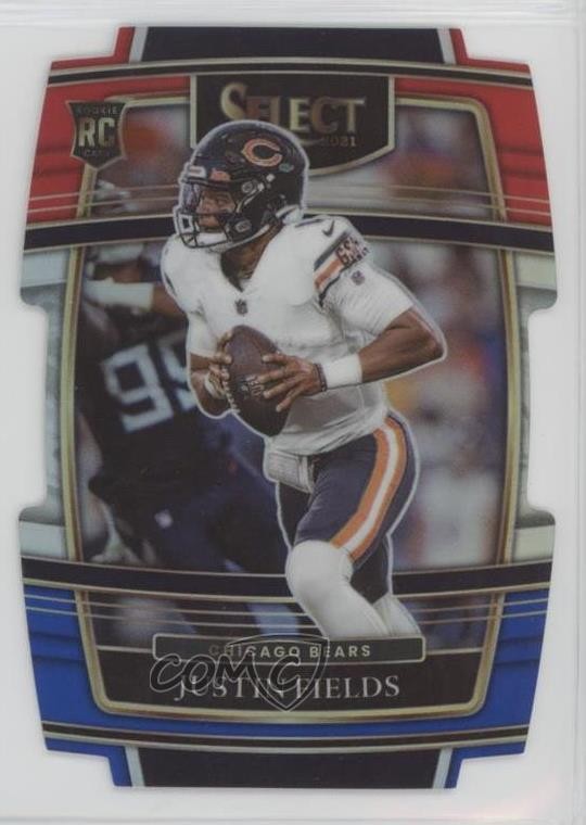 2021 Panini Select Concourse Red & Blue Prizm Die-Cut Justin Fields #50 15dh