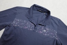 Travis Mathew Polo Mens XL Blue Splatter Stripe Graphic Golf Performance Soft