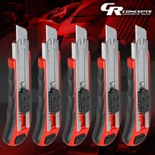 5Pack Box Cutter Snap-Off Folding Retractable Utility Knife w/ Extra Blades