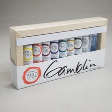 GAMBLIN 1980 Oil Colors W/ Solvent Gel 9 Piece 1.25 oz 8 Colors