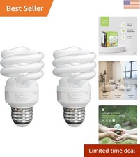 Long-lasting E26 Spiral CFL Bulbs, 2 Pack - 2700K Soft White, 10,000 Hours