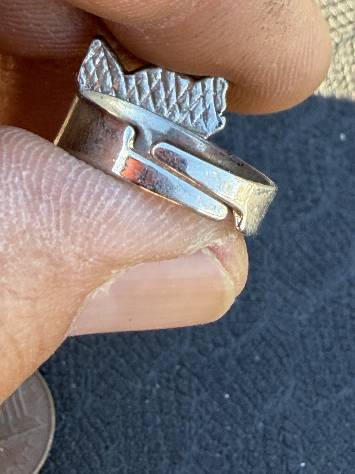 Silver Tone Adjustable Ring With Abstract Elephan… - image 4