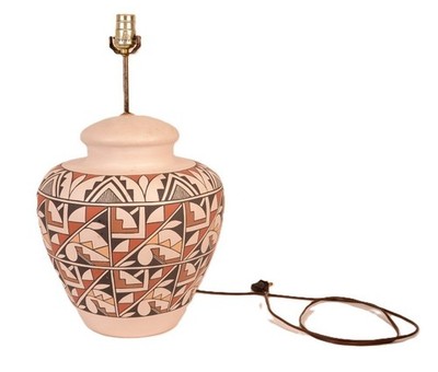 Larger Acoma Lamp Base signed ''J.M. Acoma NM'' ca 2000