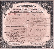 Antique 1928 Prohibition Whiskey Prescription Doctor Pharmacy Bar Amsterdam NY