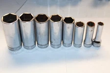 SNAP-ON TOOLS 8 pc 3/8" Drive 6-Point SAE Deep Socket Set USA