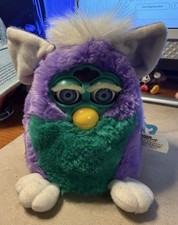 VINTAGE Furby Babies 1999 Purple Green Blue Eyes Tiger WORKING Loud Motor