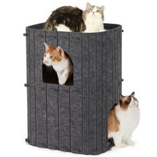 Cat House for Indoor Cats, 2-Storey Large Cat Bed Cave, Cozy Felt Covered Cat...