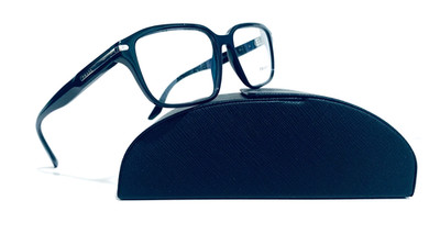 PRADA VPR 09T 1AB-1O1 POLISHED BLACK RX EYEGLASSES 55-17-140 MM ITALY VPR09T NEW