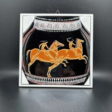 Vintage Hand Made Niarchos Hellas 6" Greek Ceramic Tile Scene From Hippodrome