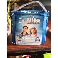 Comfees DriNite Juniors Overnight Youth Pants S/M 38  65 lbs 17 Ct NEW Sealed