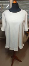 Shirt Bluse weiß Leinenoptik Rüschen lang G...