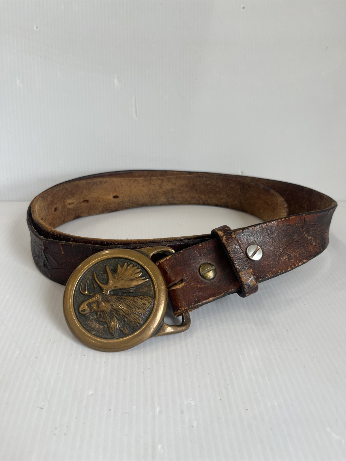 Vtg 1978 Tech Ether Guild Moose Solid Brass Buckl… - image 1