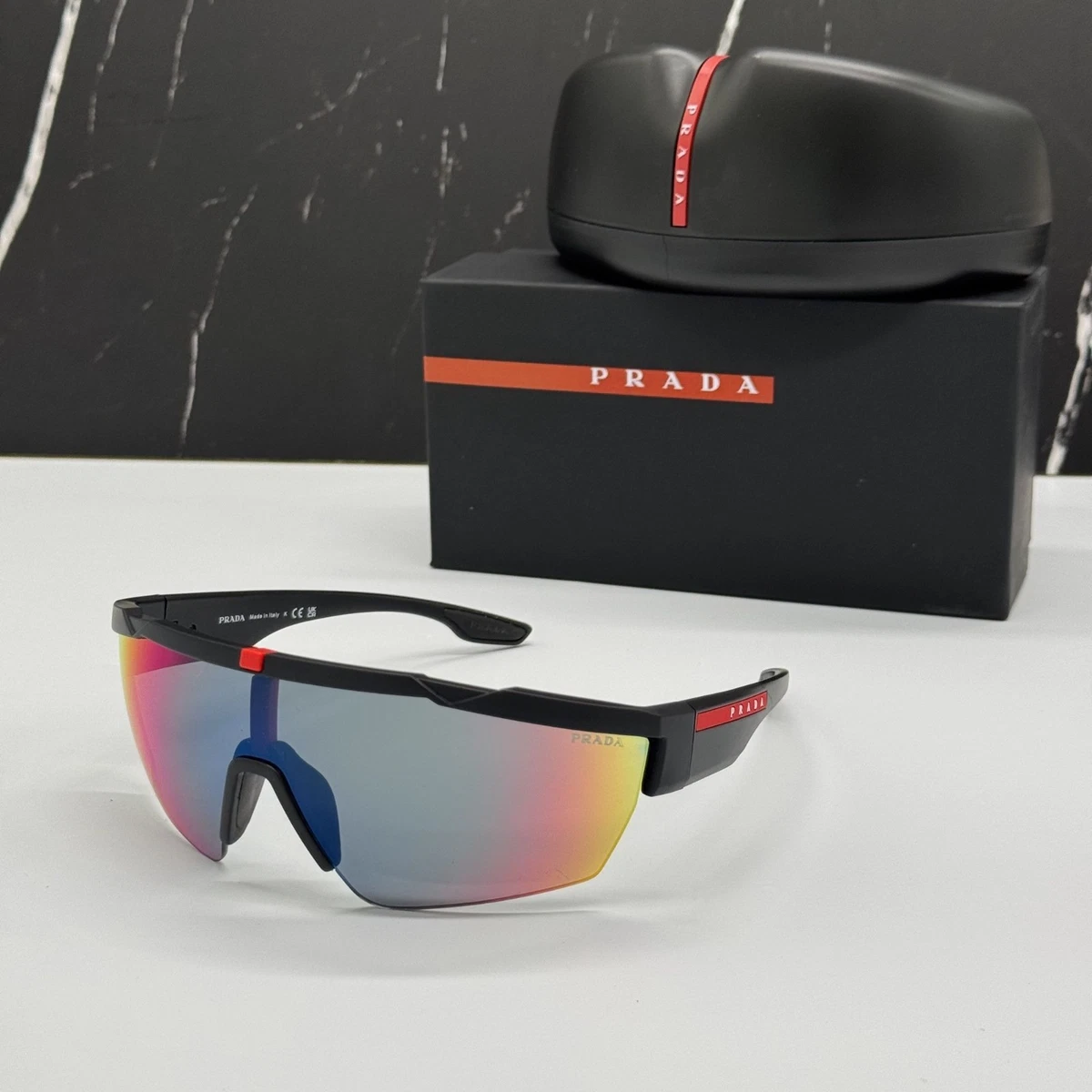 PRADA Black Shield Sunglasses for Men for sale | eBay