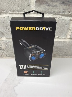 Powerdrive Pd9221usbcbl Adapter, 2-Way, 12 V Dc, W/Usb/ Usb-C Ports