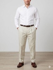 John W. Nordstrom Men’s Dress Pants Khaki 42x32 Pleated Classic Fit Beige