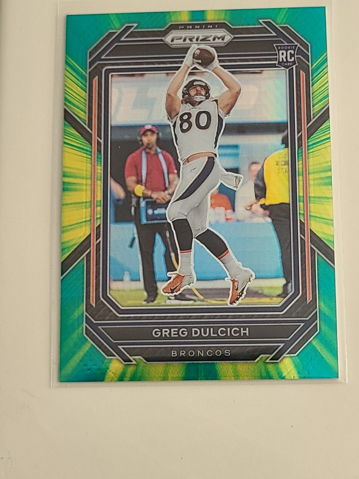 2022 PANINI PRIZM GREG DULCICH /175 GREEN HYPER ROOKIE BRONCOS #360!!!