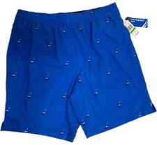 Nautica Performance QuickDry Swim Shorts Anchor Navy Blue Printed Size Large Men