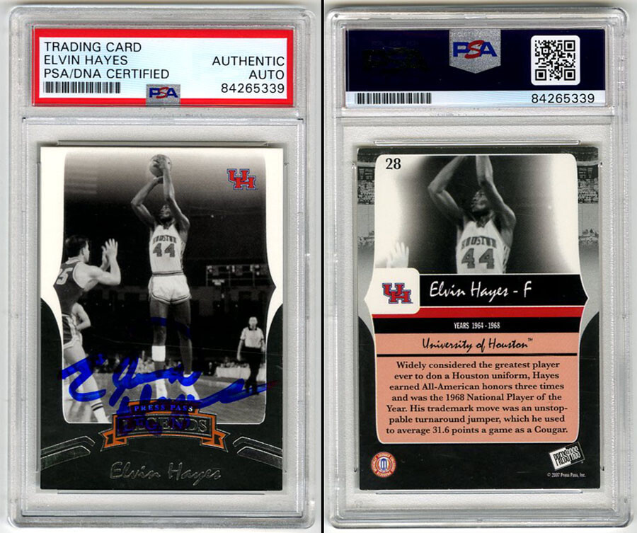 Elvin Hayes Autographed Signed Houston Cougars Legends Press Pass Card PSA/DNA 
