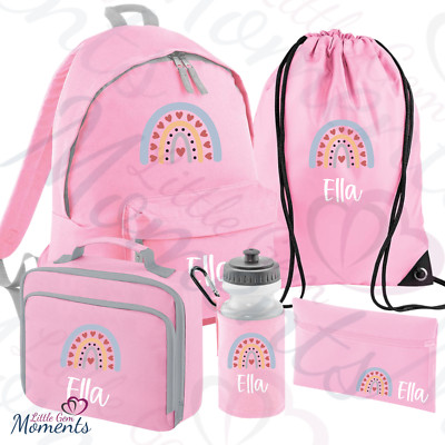 Personalisiertes Rainbow Mega Back To School Essentials Paket. Mädchen Schulset