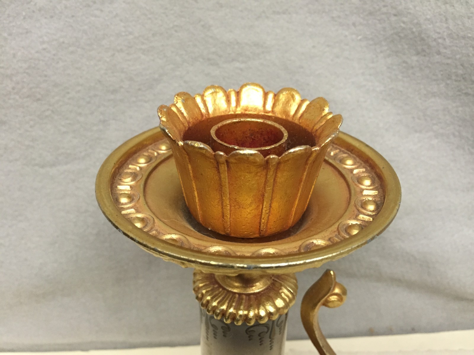 Vintage Villy Ornate Cast Metal Candlestick Holder