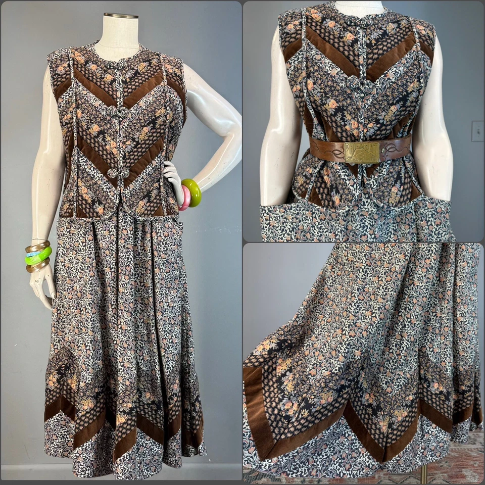 Vtg 70’s Boutique SET Chevron Quilted Vest Skirt Suttles Seawind VIYELLA - Image 3 of 4