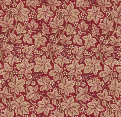 WILLIAM MORRIS CURTAIN FABRIC DESIGN ''Bramble'' 3.2 METRES WINE/THYME 100% LINEN