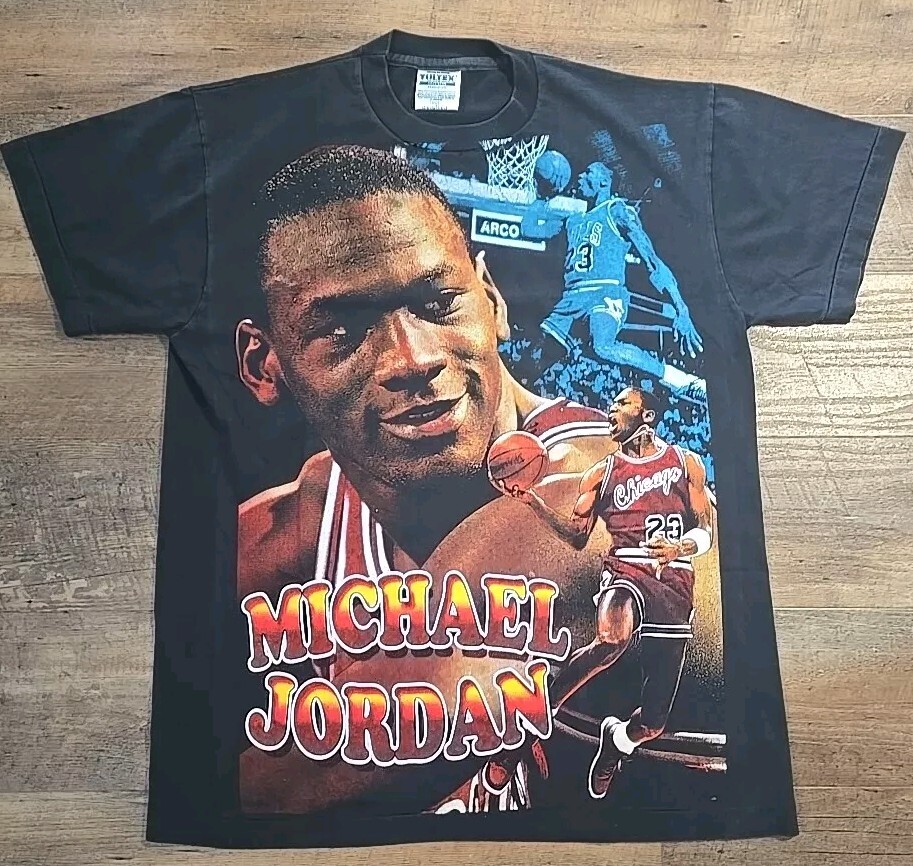 Vintage Michael Jordan T-Shirt Mens Size Large Black Faded