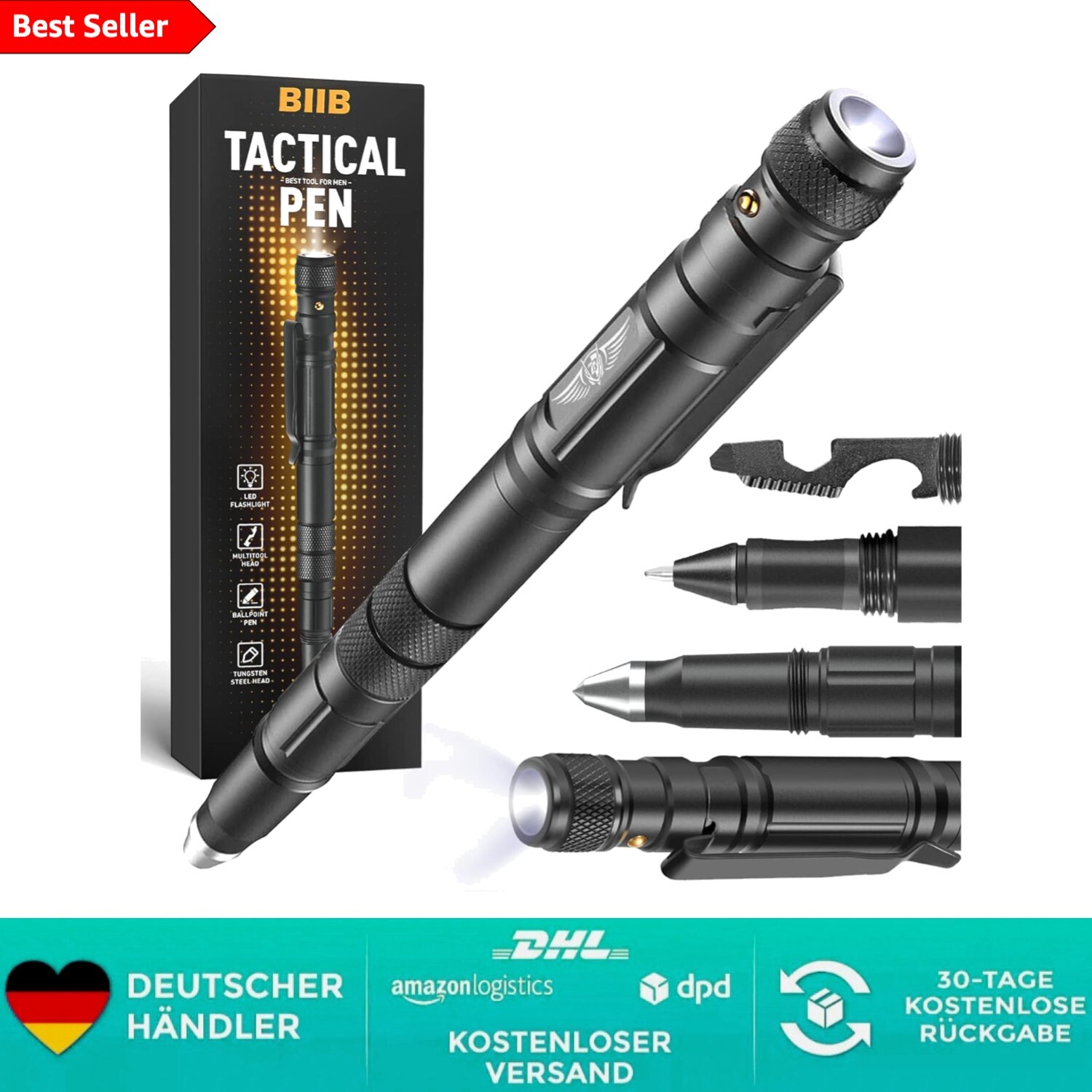 Praktischer Multifunktionsstift mit LED für Herren - Geschenkideen für Männer