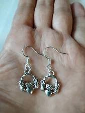 Celtic Claddagh Charm Earrings 925 Sterling silver earwire Irish