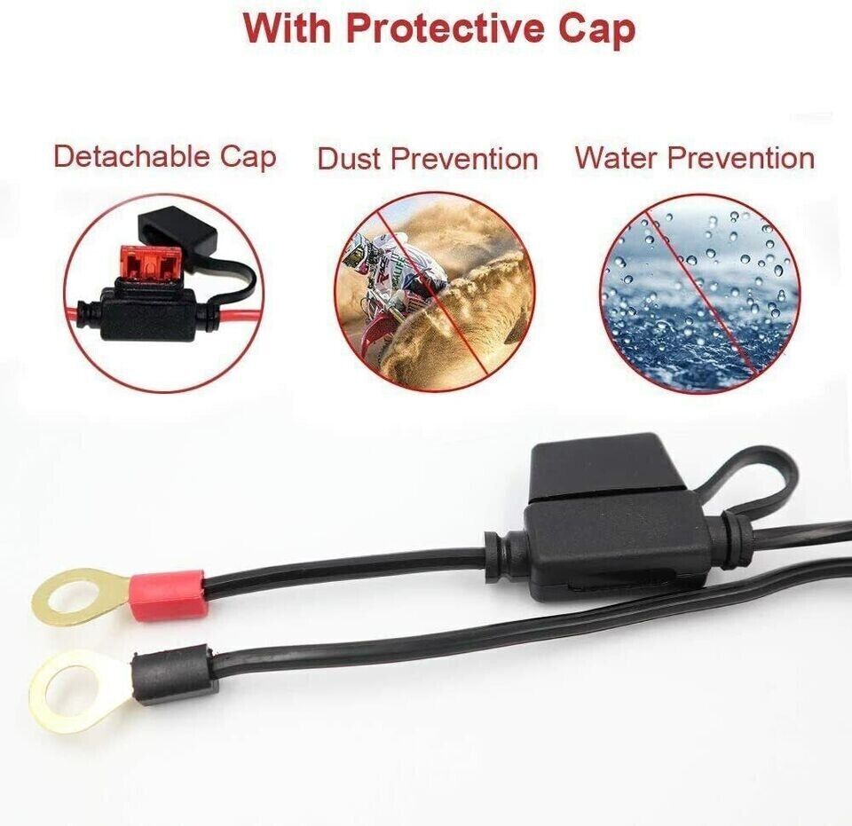 2 PCS Battery Charger Cable Terminal Ring SAE Connector Harness Extension Cord