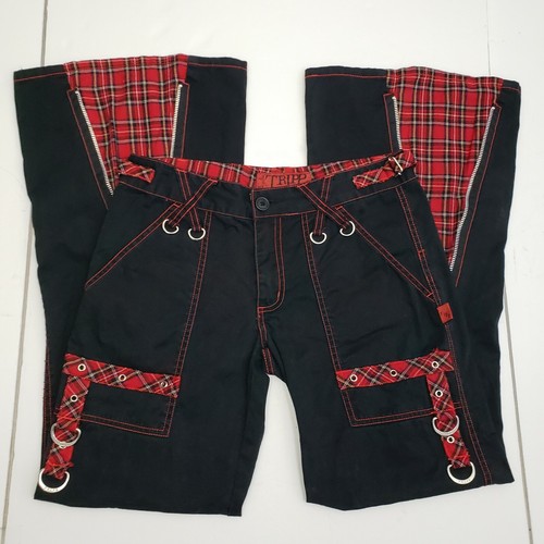 Tripp NYC Pants Black Red Plaid Juniors 