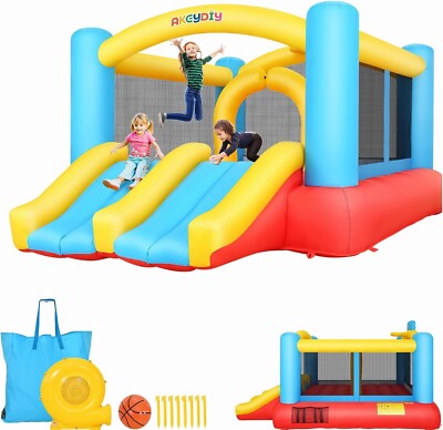 Inflatable Bounce House 12FT×9FT Bouncy House for Kids with Blower &Double Slide