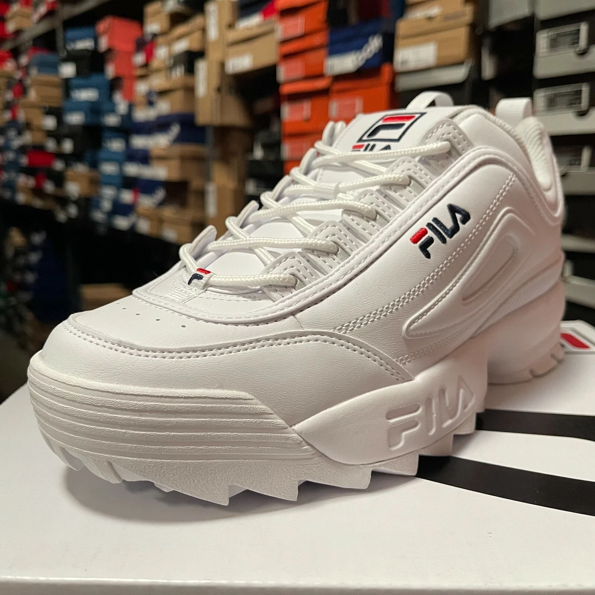 FILA DISRUPTOR II FW01655-111 WHITE/NAVY/RED MEN SHOES SNEAKER | eBay